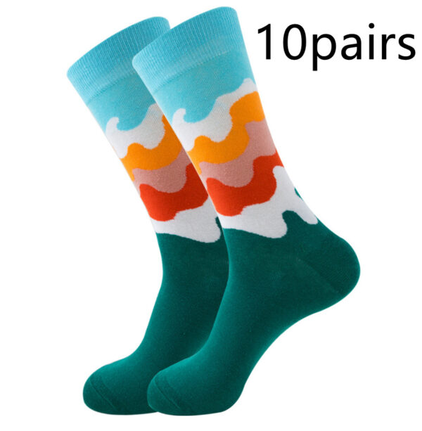 Striped Men's Socks Square Tube Socks Wave Women's Socks - Image 3