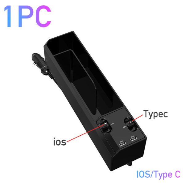 Car Organizer with Charger Cable Car Seat Gap Storage Box with Cable - Image 8