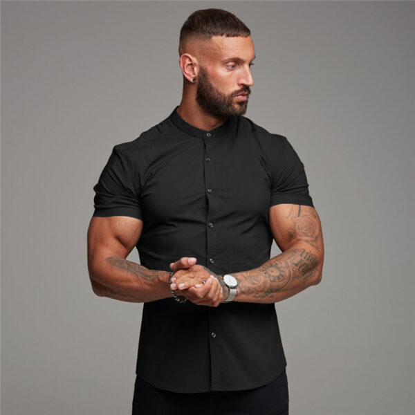 New Summer Shirt  Fitness Clothing Cotton Tops Short Sleeve Sports Shirts Brand Mens Short Cool Casual Fashion Breathable Shirt - Image 6