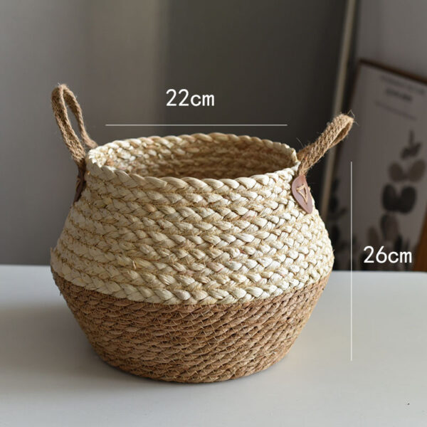 Crafts Seaweed Decoration Straw Bag Flower Pot Container Home Furnishing - Image 4