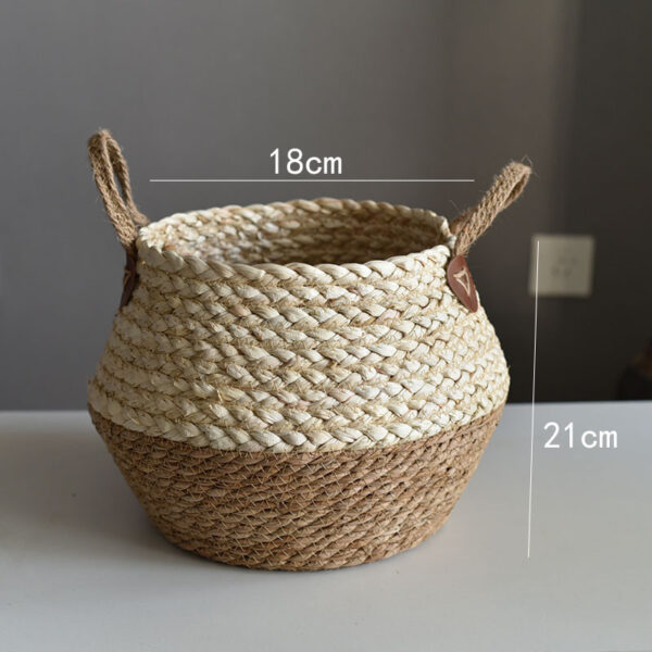 Crafts Seaweed Decoration Straw Bag Flower Pot Container Home Furnishing - Image 2