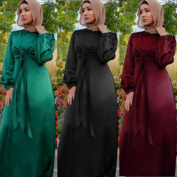 Ramadan Eid Mubarak Kaftan Dubai Abaya Turkey Muslim Women Hijab Satin Dress Islam Caftan Marocain Dresses Vestidos Robe Femme - Image 3