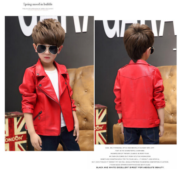 Girls And Boys Korean Children's Leather Jackets - Image 3