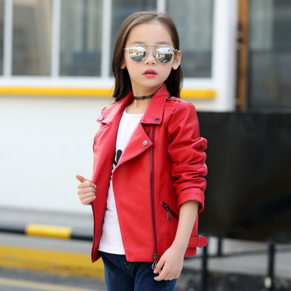 Girls And Boys Korean Children's Leather Jackets - Image 2