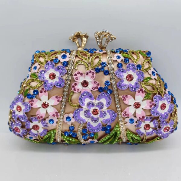 Dripping Oil Diamond Evening Bag Enamel Color Flower Clutch - Image 8