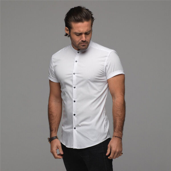 New Summer Shirt  Fitness Clothing Cotton Tops Short Sleeve Sports Shirts Brand Mens Short Cool Casual Fashion Breathable Shirt - Image 4