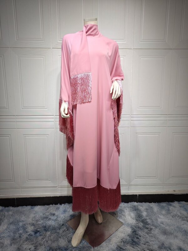 Muslim Women Batwing Sleeve Tassel Kaftan High Fashion Dress - Image 5
