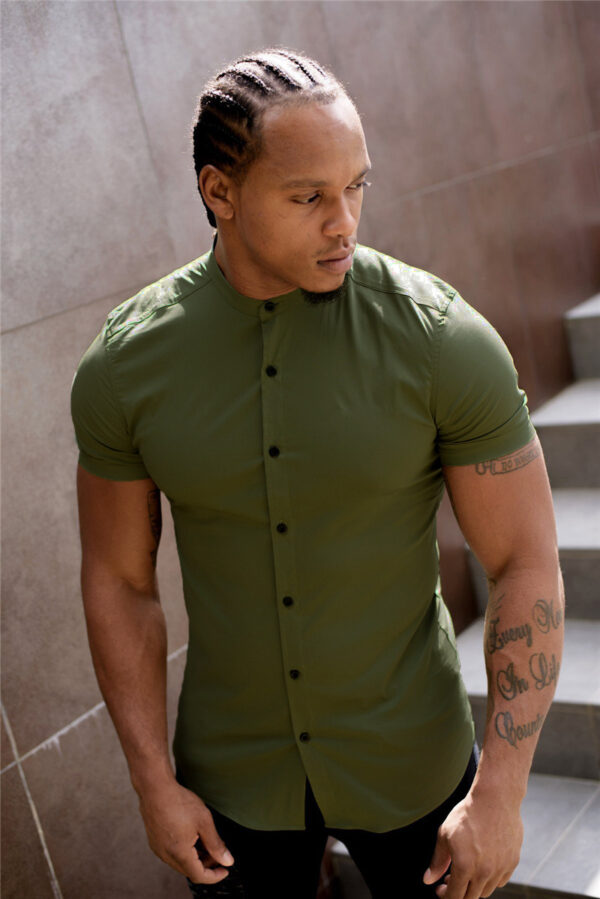 New Summer Shirt  Fitness Clothing Cotton Tops Short Sleeve Sports Shirts Brand Mens Short Cool Casual Fashion Breathable Shirt - Image 3