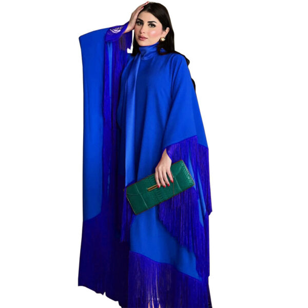Muslim Women Batwing Sleeve Tassel Kaftan High Fashion Dress - Image 8