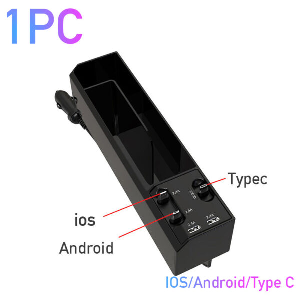 Car Organizer with Charger Cable Car Seat Gap Storage Box with Cable - Image 3