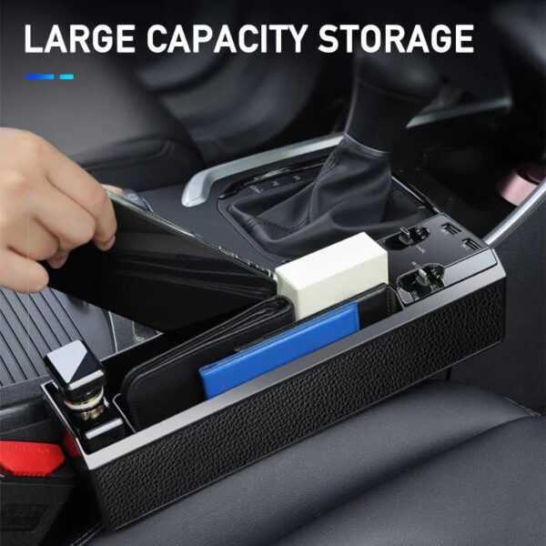Car Organizer with Charger Cable Car Seat Gap Storage Box with Cable - Image 5