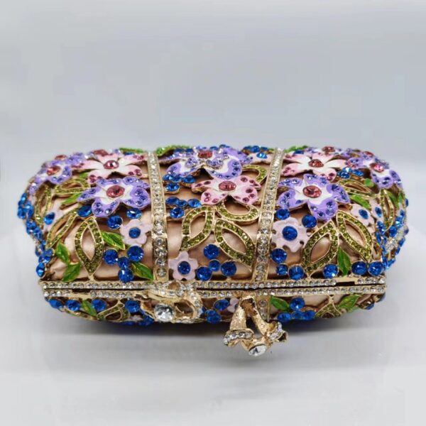 Dripping Oil Diamond Evening Bag Enamel Color Flower Clutch - Image 5