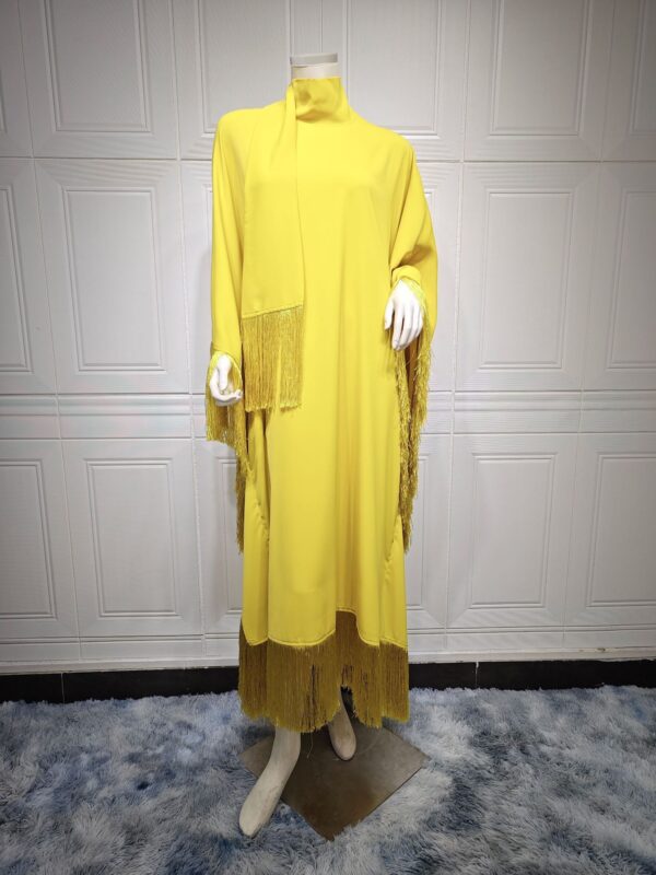Muslim Women Batwing Sleeve Tassel Kaftan High Fashion Dress - Image 6