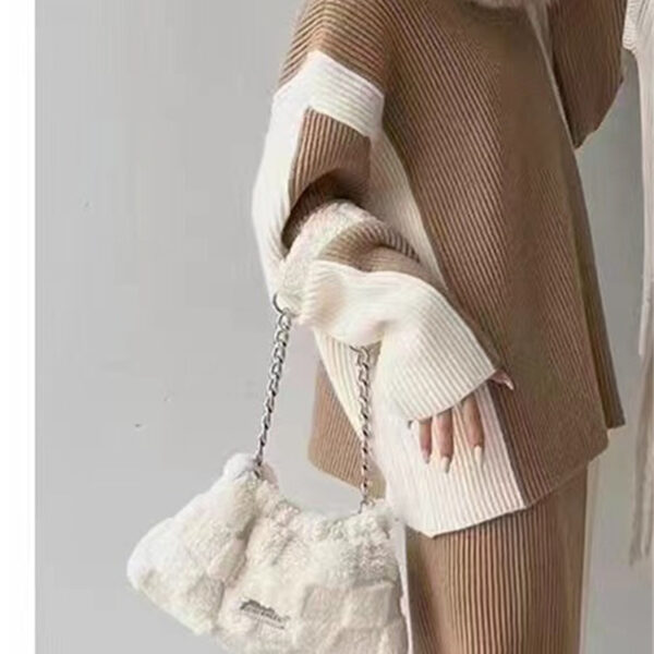 Turtleneck Long-sleeved Knitted Top Two-piece Set - Image 4