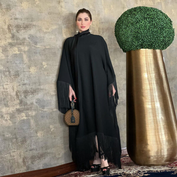Muslim Women Batwing Sleeve Tassel Kaftan High Fashion Dress - Image 10