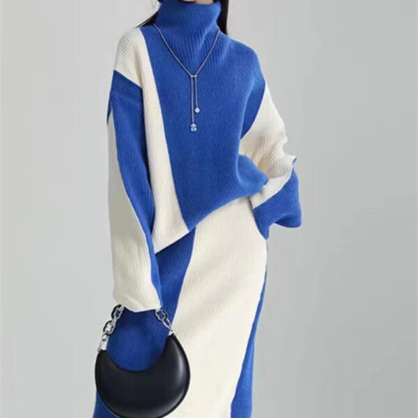 Turtleneck Long-sleeved Knitted Top Two-piece Set - Image 2