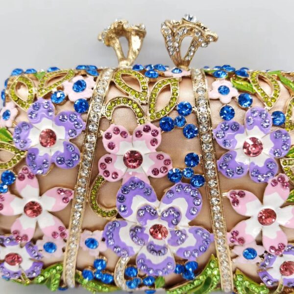 Dripping Oil Diamond Evening Bag Enamel Color Flower Clutch - Image 9