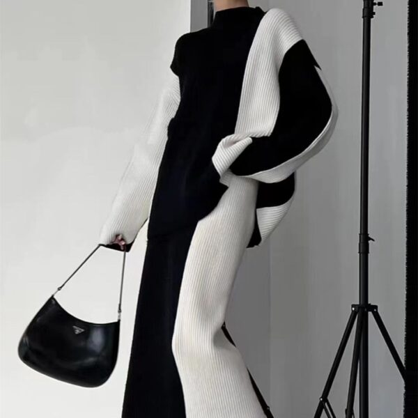 Turtleneck Long-sleeved Knitted Top Two-piece Set - Image 6