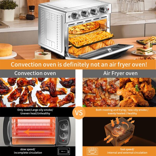 Geek Chef Air Fryer 6 Slice 26QT 26L Air Fryer Fry Oil-Free   Extra Large Toaster Oven Combo   Air Fryer Oven  Roast  Bake   Broil  Reheat   Convection Countertop Oven   Stainless St - Image 6