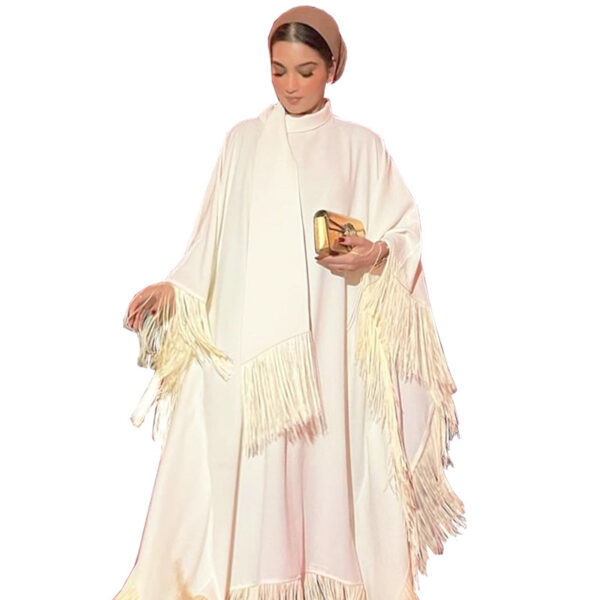 Muslim Women Batwing Sleeve Tassel Kaftan High Fashion Dress - Image 9