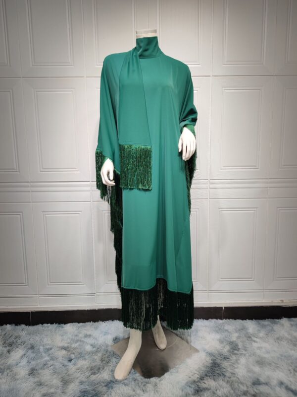Muslim Women Batwing Sleeve Tassel Kaftan High Fashion Dress - Image 3