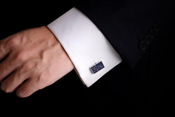 Copper Enamel Blue Cufflinks Mens - Image 3