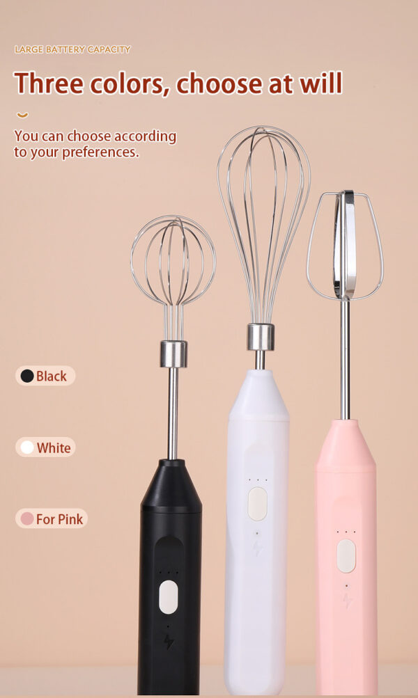 Hand-held Electric Whisk Household Baking Cake Egg White Whisk Small Straight Handle Whisk Wireless Whisk - Image 6