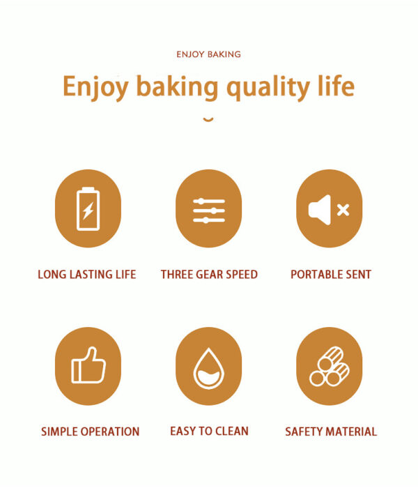 Hand-held Electric Whisk Household Baking Cake Egg White Whisk Small Straight Handle Whisk Wireless Whisk - Image 2