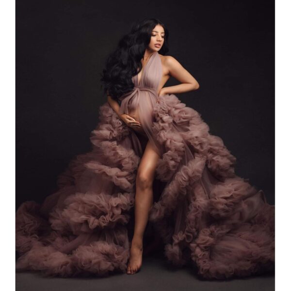 Pregnant Women's Photography Morning Gowns Mesh Dress - Image 9
