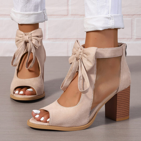 Platform Chunky High Heels Women's Sandals Bow Decoration Open Toe Block Ankle Strap Sandals For Dress Bridal Party Shoes - Image 7